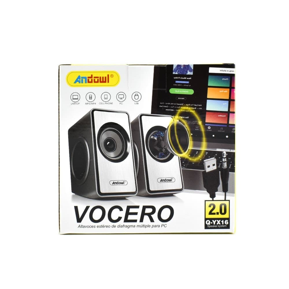 MINI ALTOPARLANTI PER COMPUTER 2.0 CABLATI CON POTENZA 3W JACK 3,5 MM/USB Q-YX16 - 6