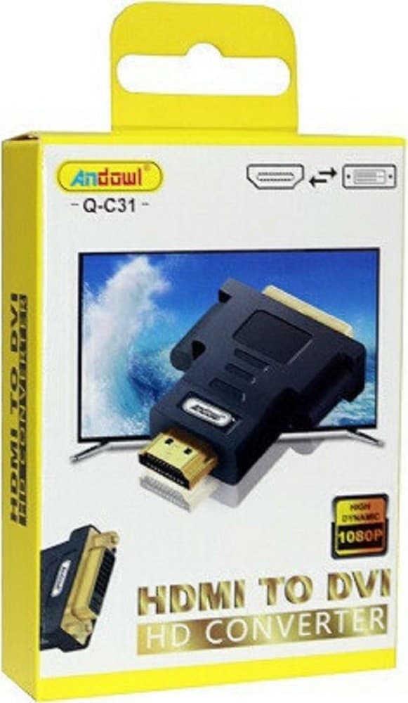 CONVERTITORE ADATTATORE DINAMICO DA HDMI MASCHIO A DVI FEMMINA HD 1080P Q-C31 - 4