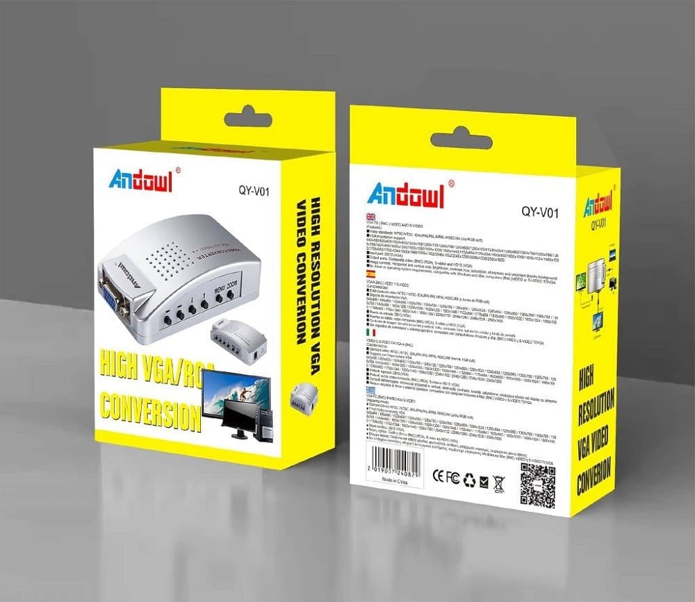 CONVERTITORE ADATTATORE VIDEO DA VGA FEMMINA A RCA S-VIDEO VGA FEMMINA QY-V01 - 12