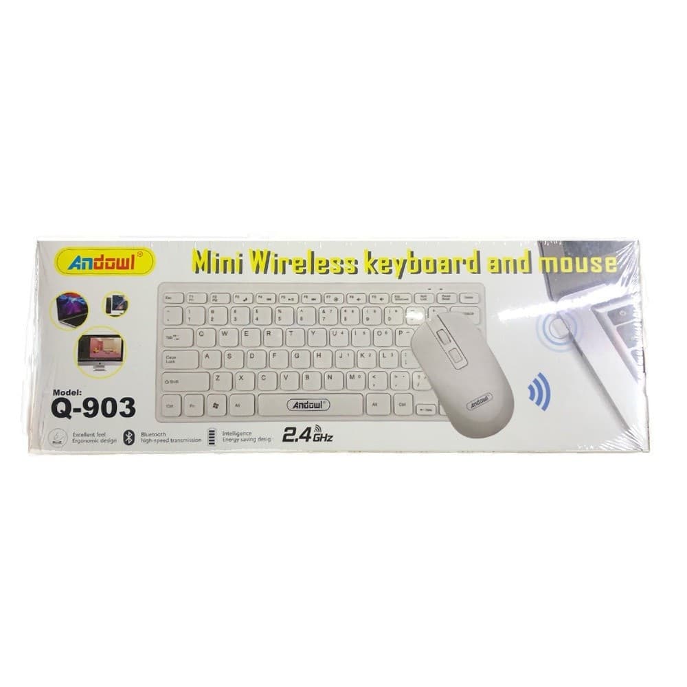 SET TASTIERA MOUSE WIRELESS 3.4GHZ BLUETOOTH INGLESE AMERICANO PER UFFICIO Q-903 - 4