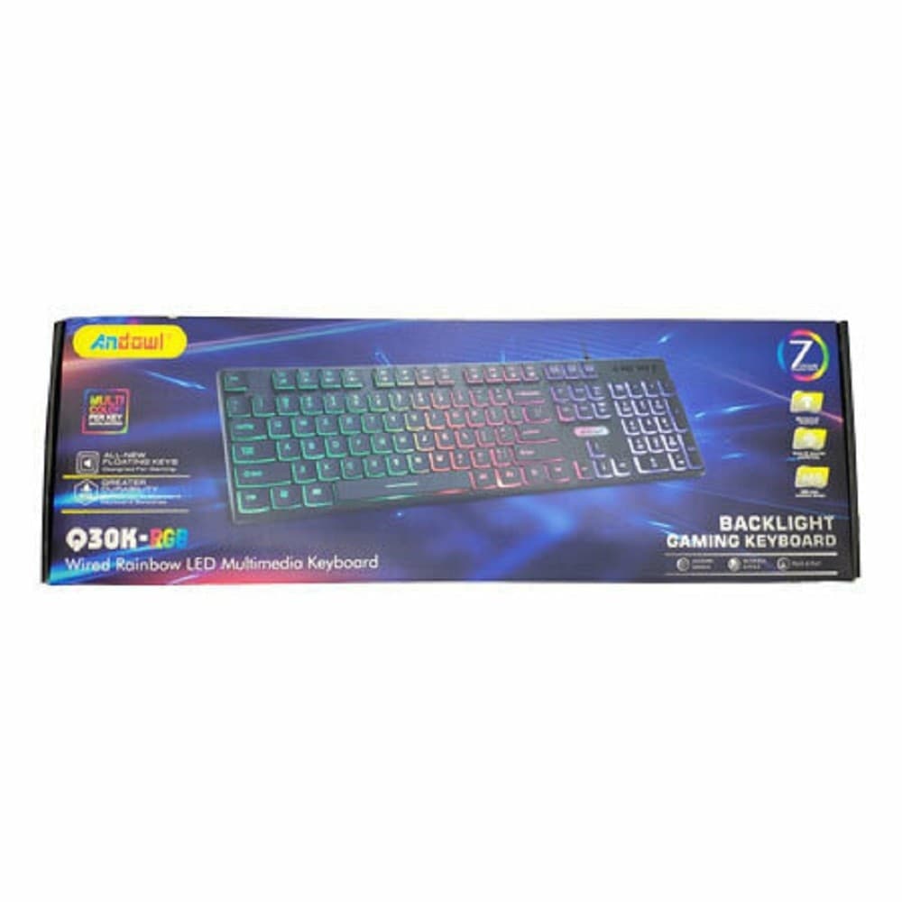 TASTIERA DA GIOCO MULTIMEDIALE CABLATA Q30K-RGB ILLUMINAZIONE A LED ARCOBALENO - 4