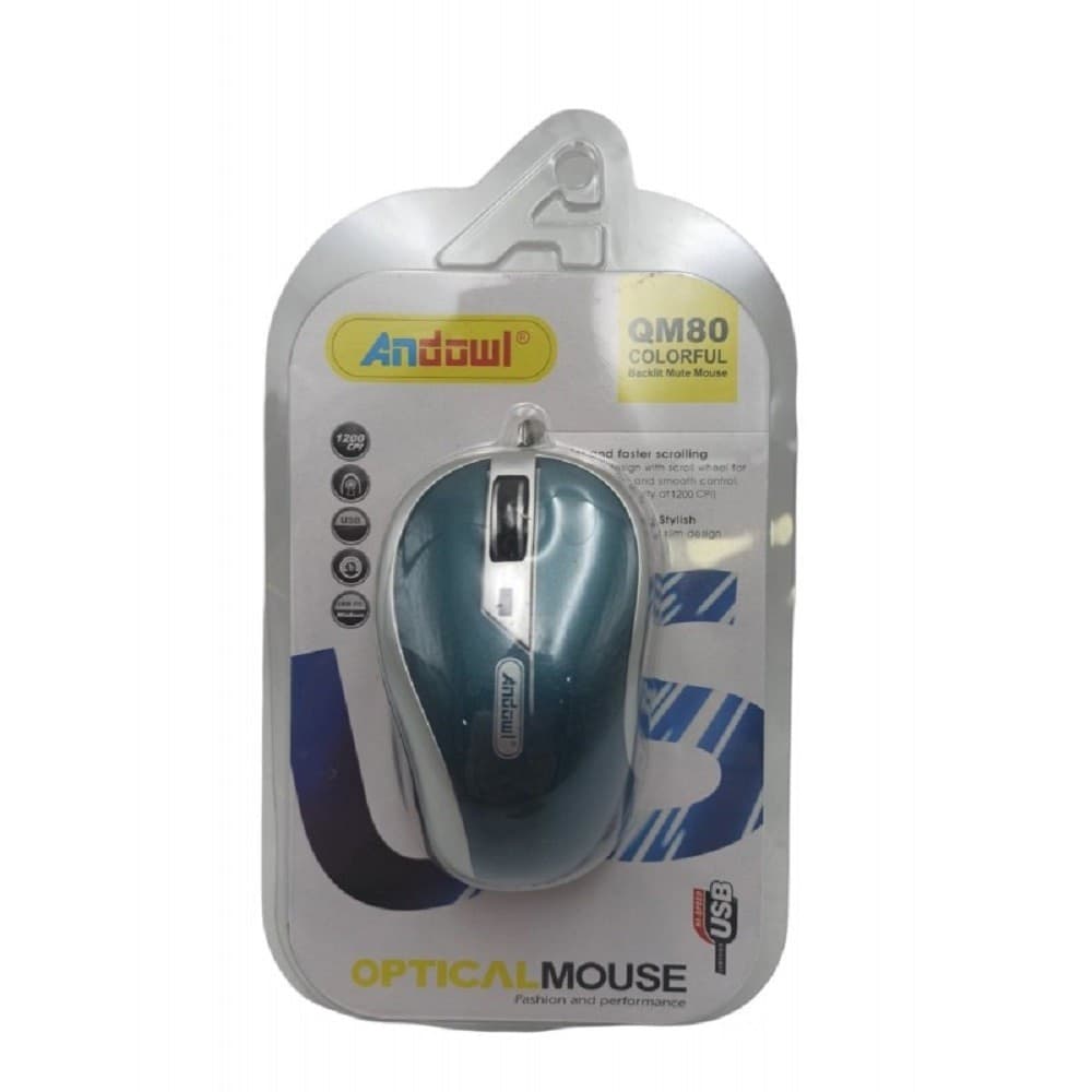 MOUSE OTTICO CON CAVO USB SILENZIOSO CABLATO PER COMPUTER PC NOTEBOOK QM80 - 4
