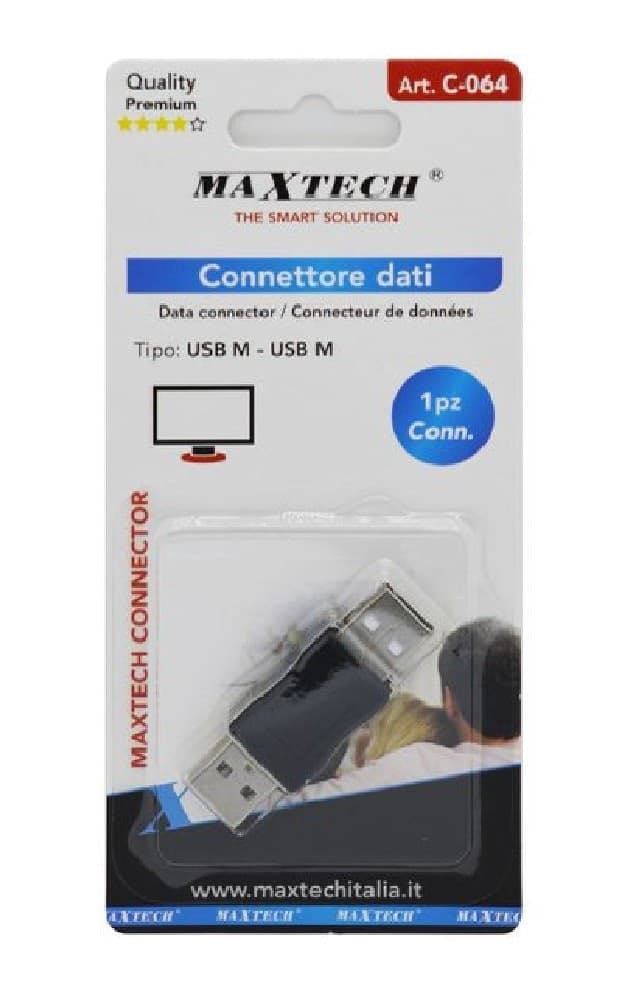 CONNETTORE DATI ADATTATORE USB MASCHIO-MASCHIO SPINA ACCOPPIATORE COMPUTER C-064 - 5