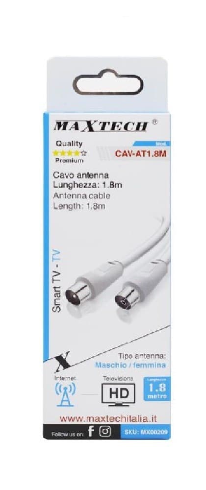CAVO ANTENNA MASCHIO-FEMMINA 1.8MT SMART TV - TV HD INTERNET PROLUNGA CAV-AT1.8M - 4