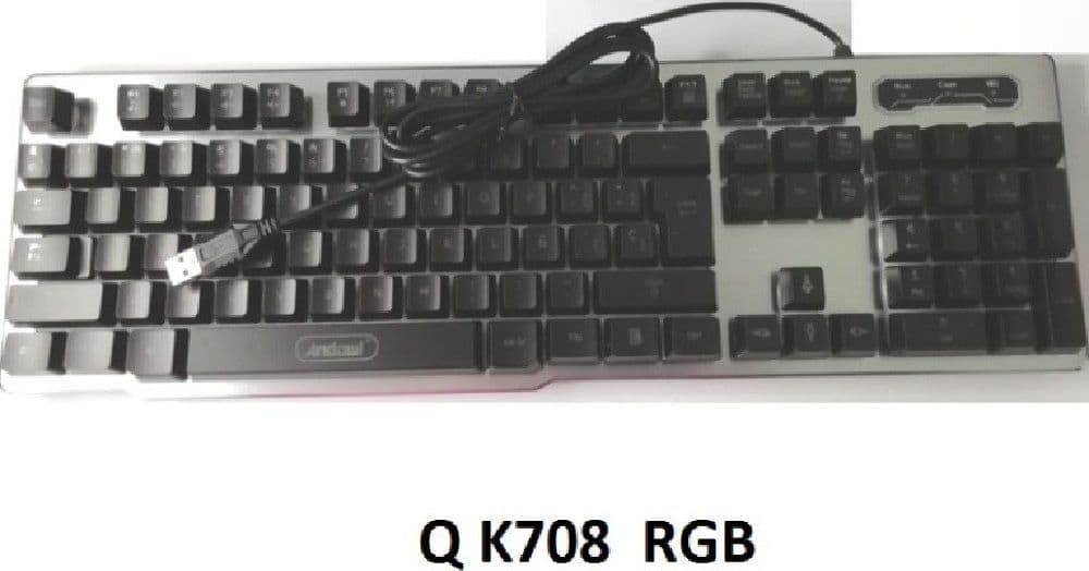 TASTIERA GAMING DA GIOCO CABLATA RETROILLUMINATA ARCOBALENO RGB LUCE LED QK708 - 2