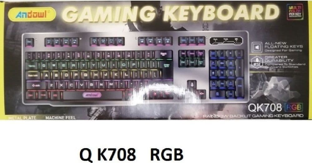 TASTIERA GAMING DA GIOCO CABLATA RETROILLUMINATA ARCOBALENO RGB LUCE LED QK708 - 11