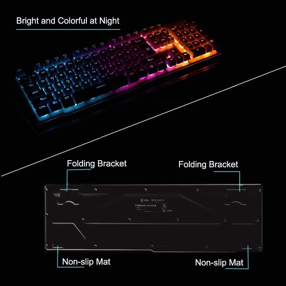 TASTIERA GAMING DA GIOCO CABLATA RETROILLUMINATA ARCOBALENO RGB LUCE LED QK708 - 4
