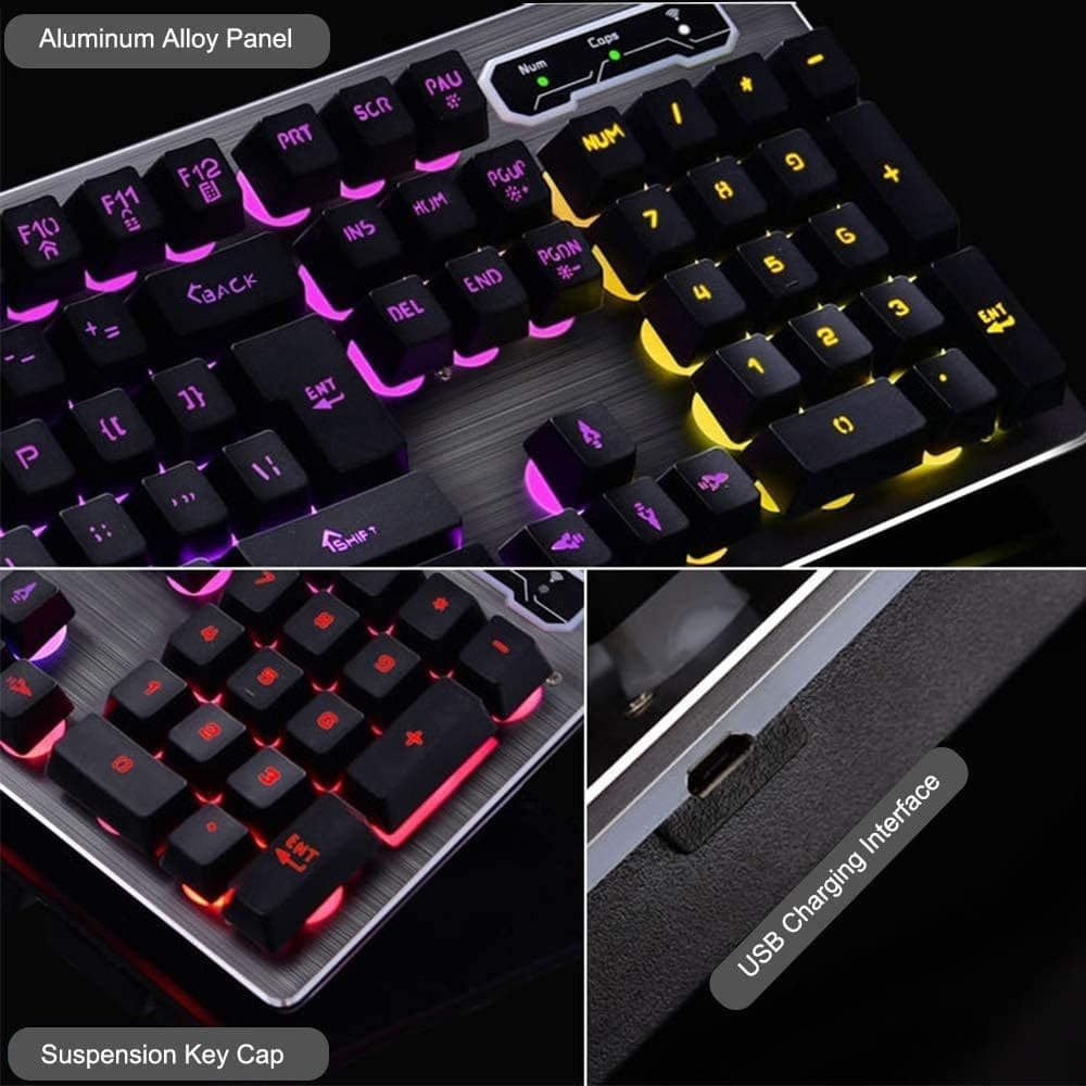 TASTIERA GAMING DA GIOCO CABLATA RETROILLUMINATA ARCOBALENO RGB LUCE LED QK708 - 5