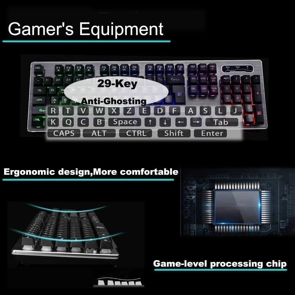 TASTIERA GAMING DA GIOCO CABLATA RETROILLUMINATA ARCOBALENO RGB LUCE LED QK708 - 7