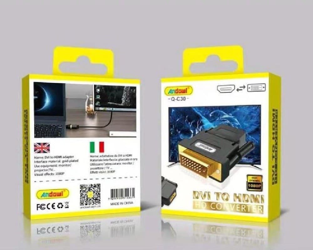 CONVERTITORE ADATTATORE DVI-D MASCHIO A HDMI FEMMINA PER MONITOR IMMAGINI Q-C30 - 4