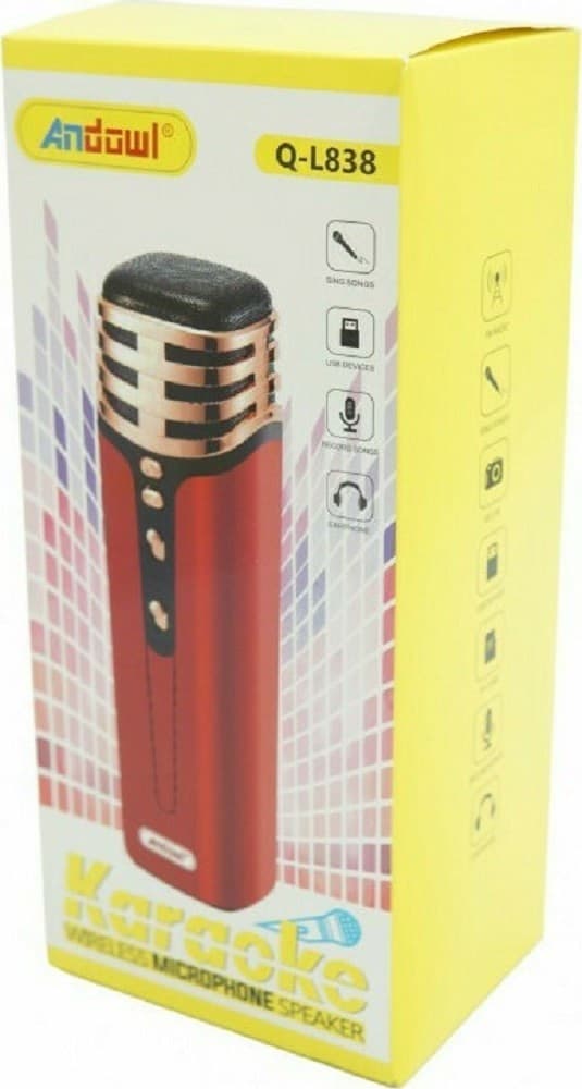 MICROFONO PER KARAOKE WIRELESS SENZA FILI ALTOPARLANTE BLUETOOTH FM RADIO Q-L838 - 5