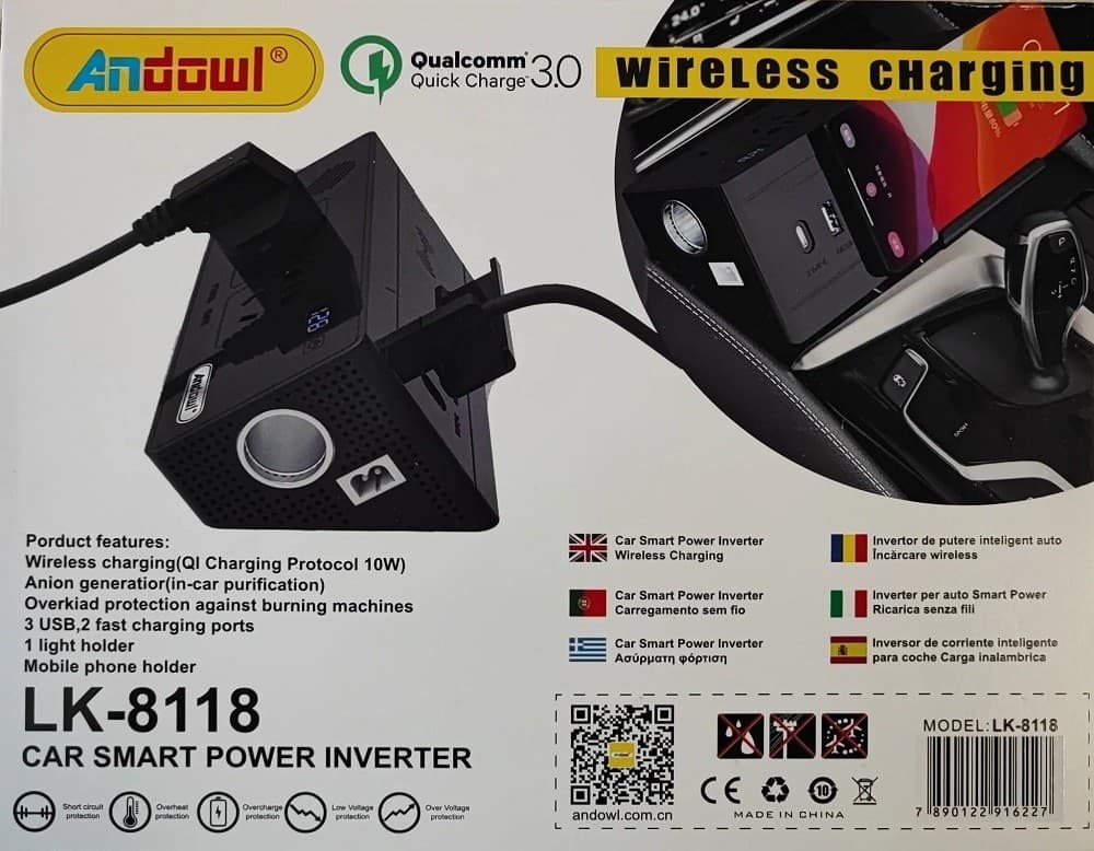 INVERTER PER AUTO SMART POWER CARICABATTERIE WIRELESS RICARICA CELLULARE LK-8118 - 11