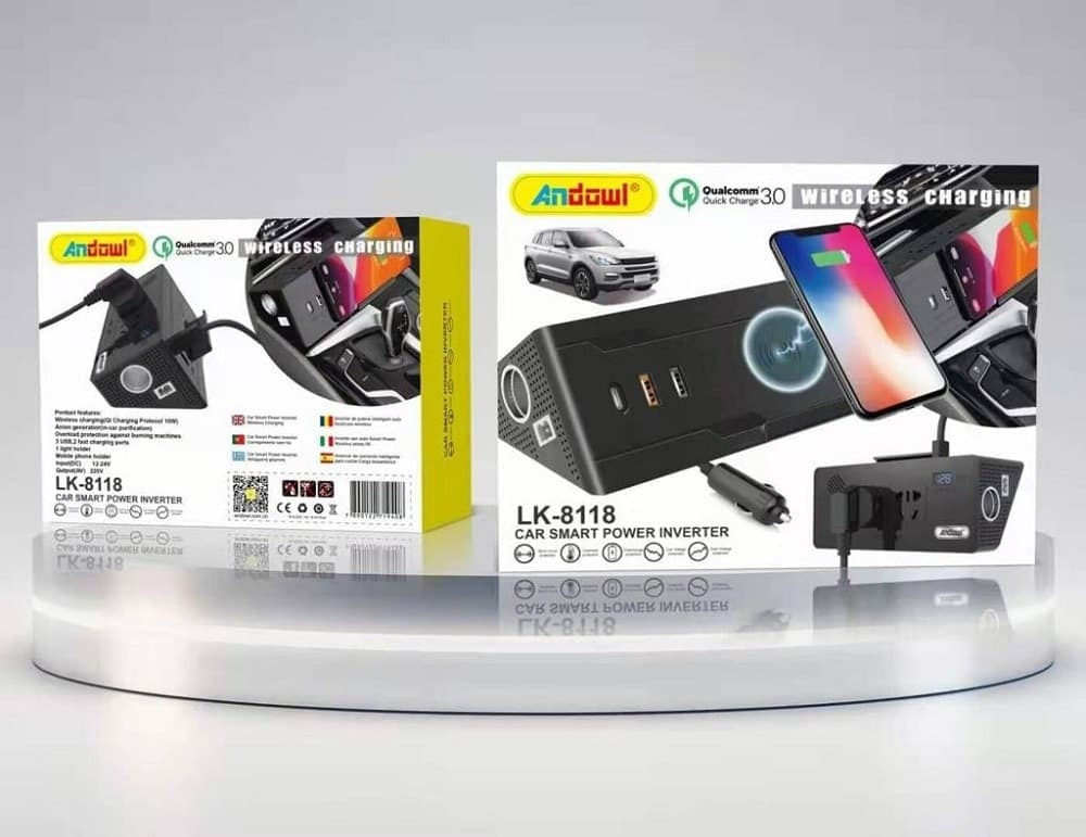 INVERTER PER AUTO SMART POWER CARICABATTERIE WIRELESS RICARICA CELLULARE LK-8118 - 14