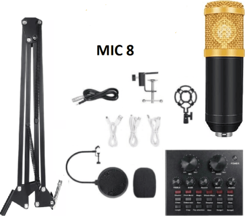 SET MICROFONO CON MIX SCHEDE AUDIO FILTRO ANTI-POP SUPPORTO GIREVOLE STUDIO MIC8 - 3