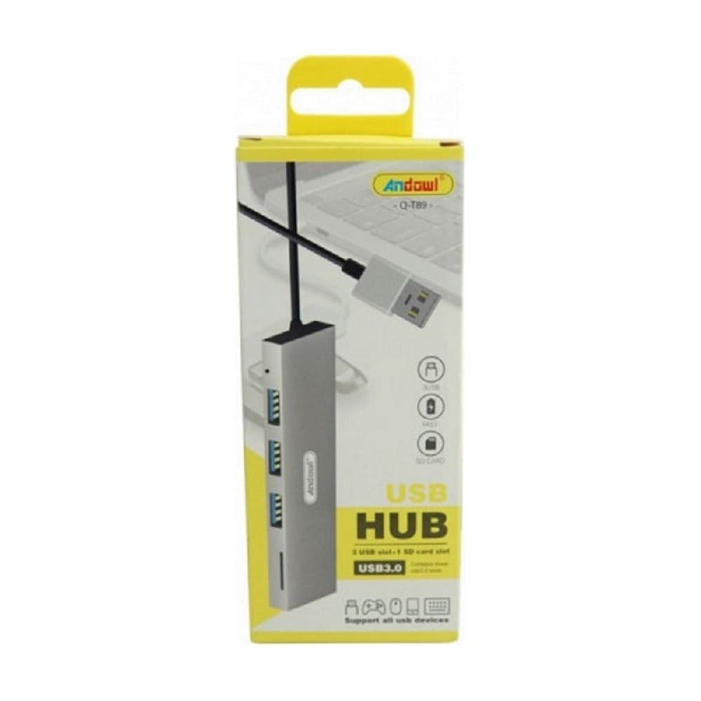 HUB USB 3 PORTE USB3.0 + 1 SLOT MICRO SD PORTATILE DISSIPAZIONE DEL CALORE Q-T89 - 9