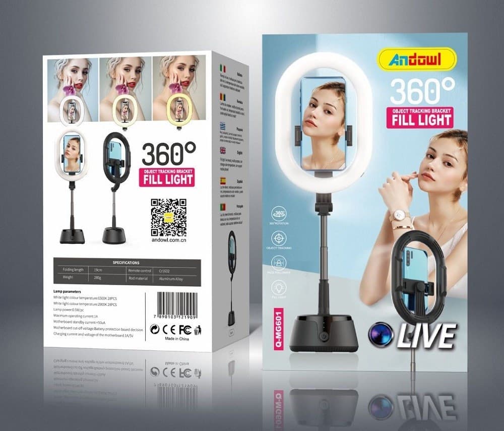 ANELLO LUMINOSO LUCE DIMMERABILE RING LIGHT 360° CON SUPPORTO CELLULARE Q-MG601 - 4