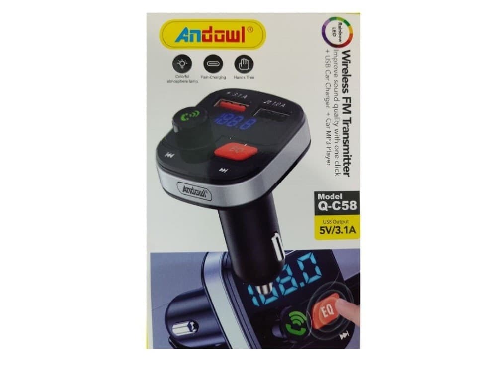 TRASMETTITORE FM WIRELESS CARICATORE USB MP3 PER AUTO SLOT SCHEDA MEMORIA Q-C58 - 4