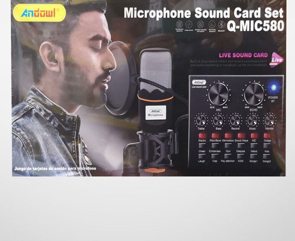 MICROFONO A CONDENSATORE Q-MIC580 SCHEDE AUDIO BLUETOOTH FILTRO ANTI-POP CON BASE