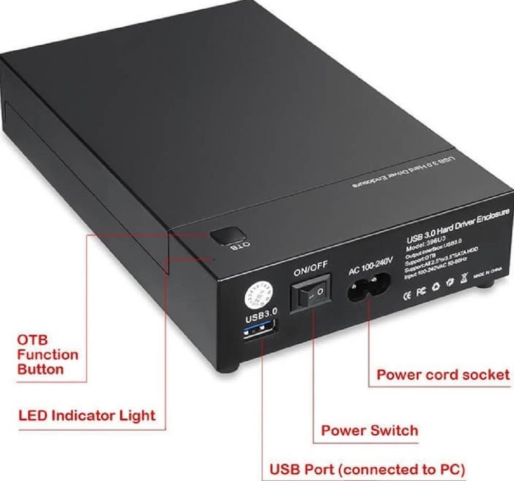 CONTENITORE PORTA HARD DISK PER DISCO RIGIDO 2.5”/3.5” Q-YS300 GEN2 SATA USB 3.0 - 5