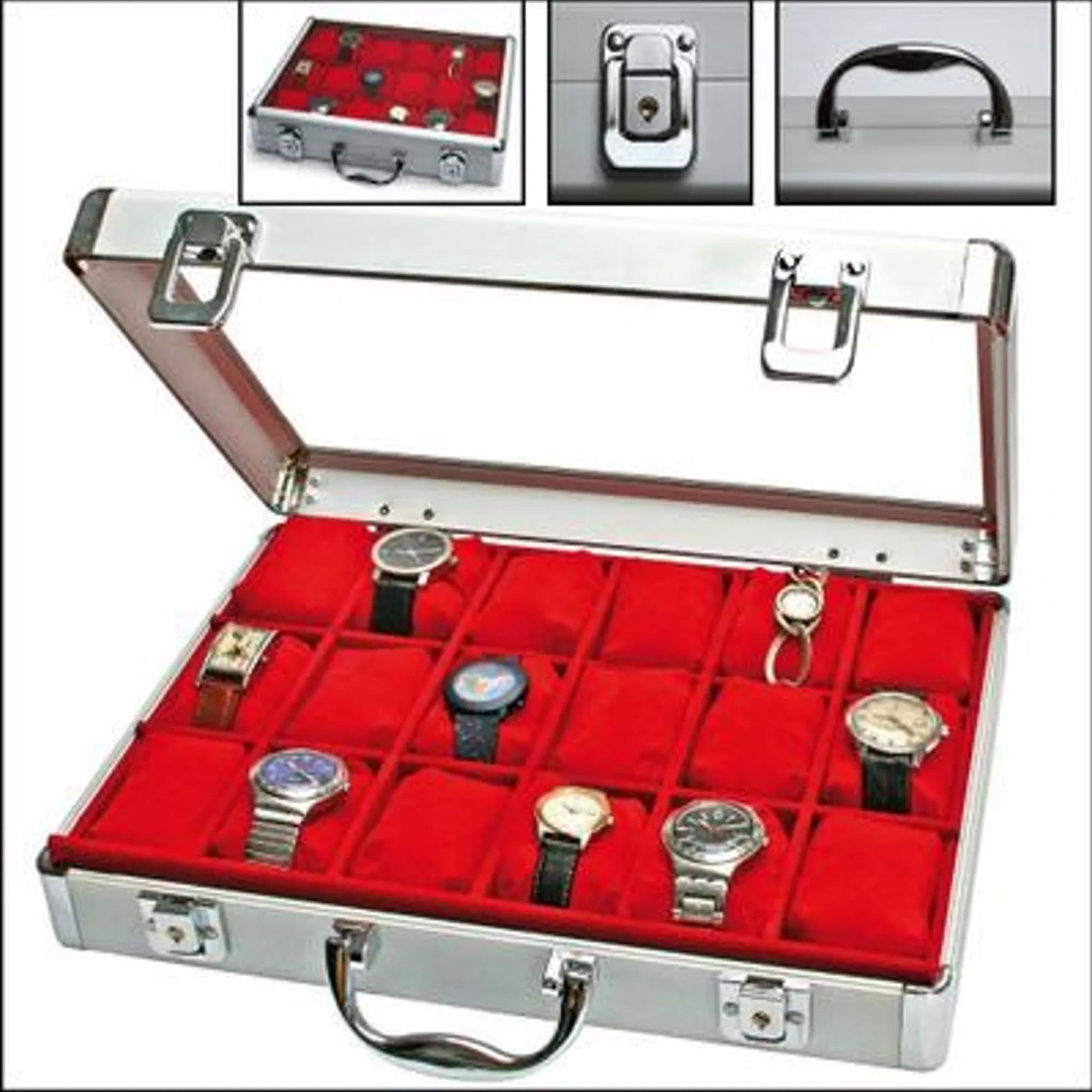 SAFE VALIGETTA PORTAOROLOGI 18 POSTI 18 OROLOGI VALIGETTA PORTAOROLOGI ALLUMINIO