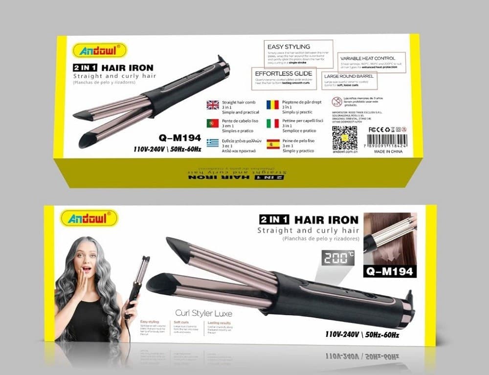 PIASTRA CAPELLI ARRICCIACAPELLI IN CERAMICA 2IN1 Q-M194 TECNOLOGIA AD ARIA FREDDA - 6