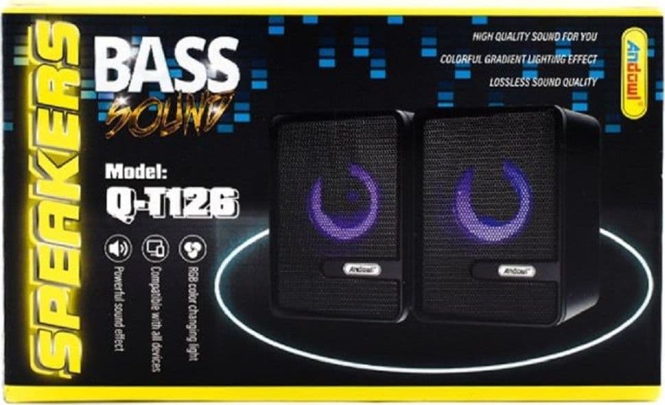 SET ALTOPARLANTI SPEAKER PER BASSI CON ILLUMINAZIONE A COLORI RGB PER PC Q-T126 - 4