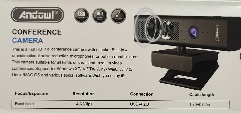 TELECAMERA VIDEO PER CONFERENZE WEB 4K ULTRA HD 30FPS MICROFONO Q-SX988 LAPTOP - 12