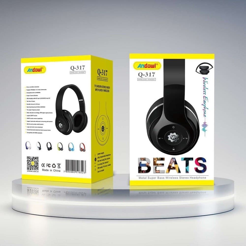 CUFFIE Q-317 SENZA FILI STEREO WIRELESS RICARICABILI USB BLUETOOTH PIEGHEVOLI