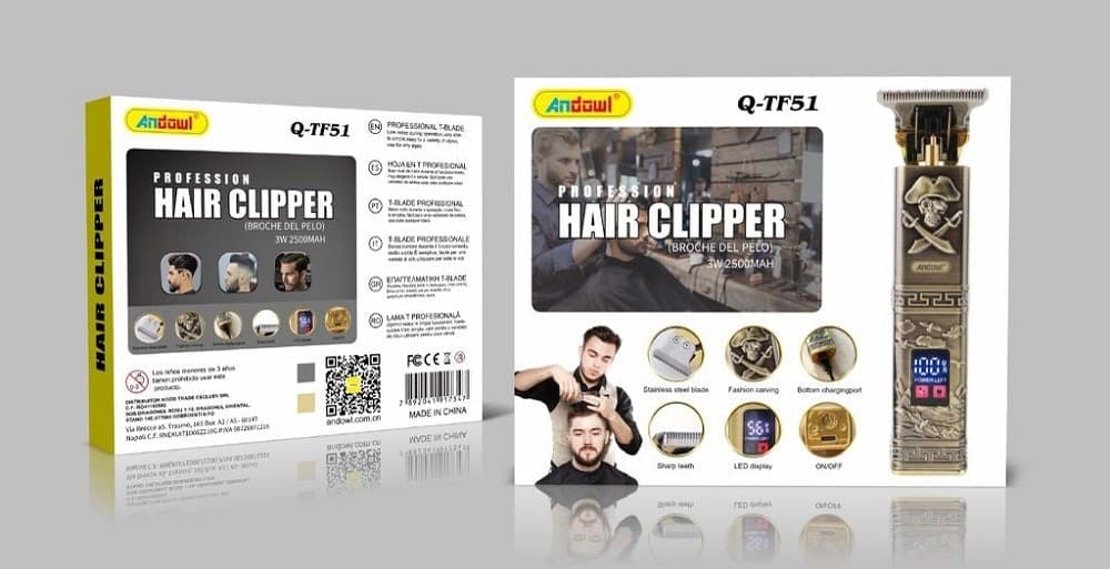 TAGLIA CAPELLI RASOIO ELETTRICO REGOLA BARBA 3 PETTINI RICARICABILE USB Q-TF51 - 8