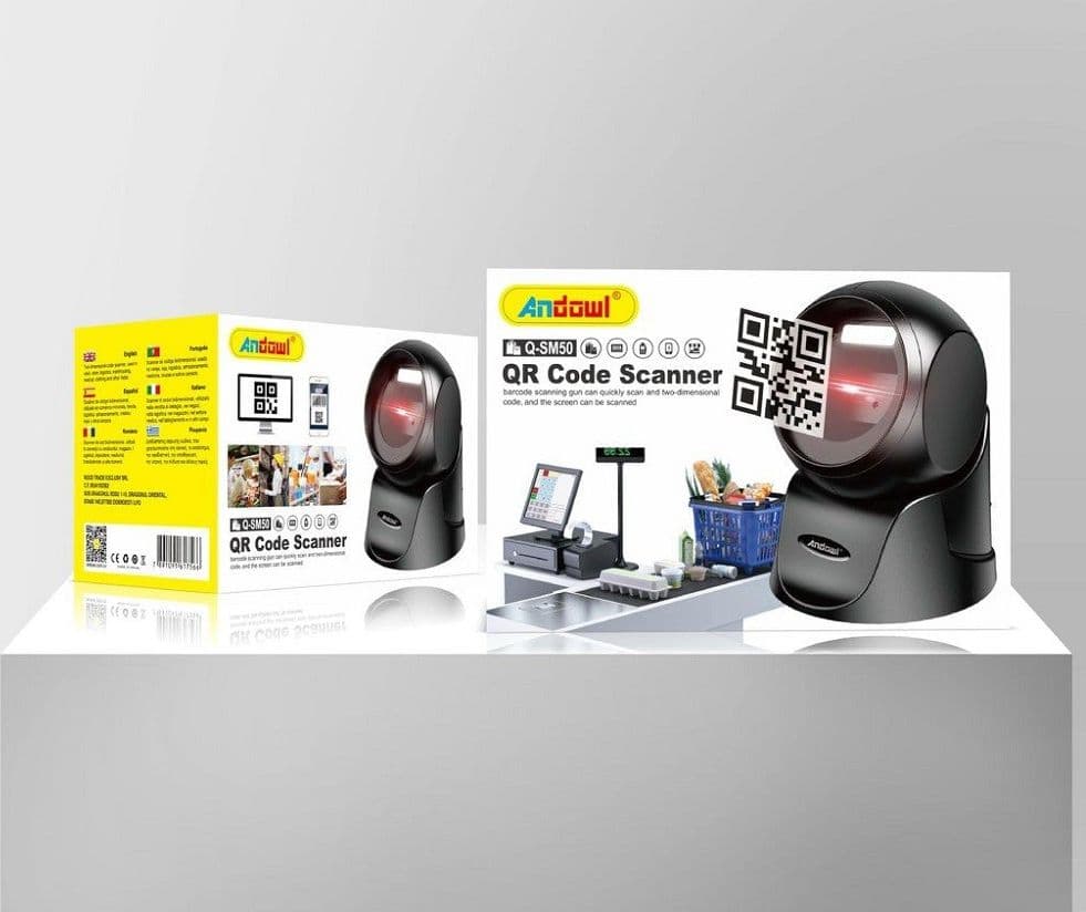 SCANNER BARCODE LETTORE DI CODICI A BARRE QR CODE 1D 2D USB DA TAVOLO Q-SM50 - 15