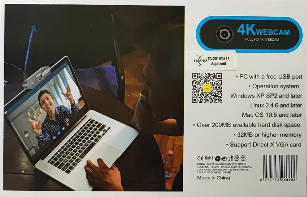 SMART WEBCAM 4K H703 CON MICROFONO INTEGRATO PER VIDEOCHIAMATE TRASMISSIONI LIVE - 12