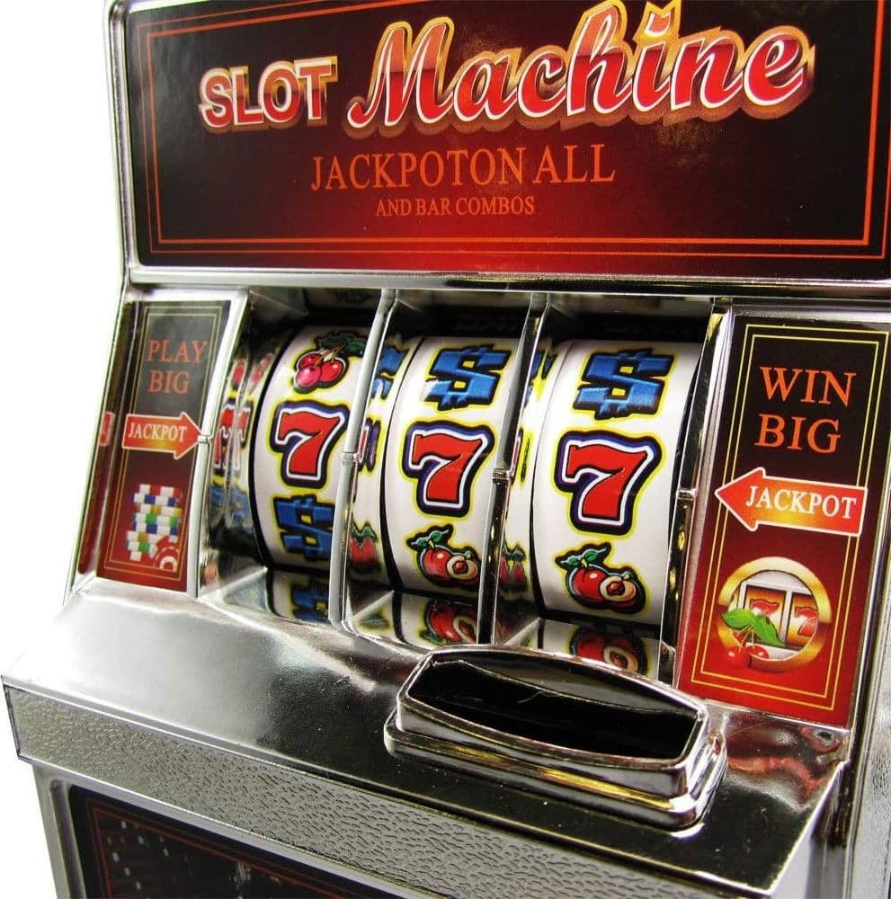 SALVADANAIO A FORMA DI SLOT MACHINE PER RITIRARE I SOLDI DEVI VINCERE IL JACKPOT - 7