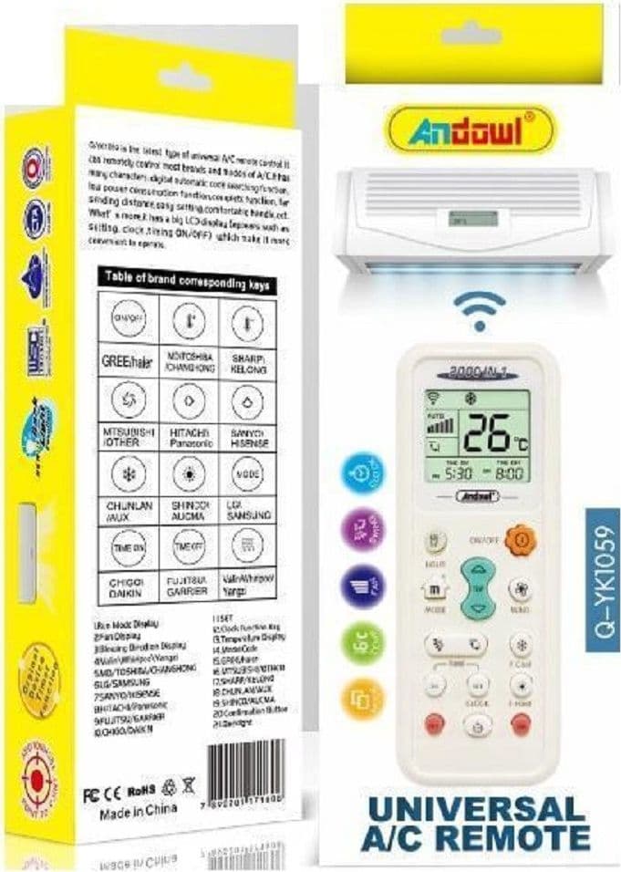 TELECOMANDO UNIVERSALE A/C PER ARIA CONDIZIONATA CLIMATIZZATORE Q-YK1059 RICAMBIO - 4
