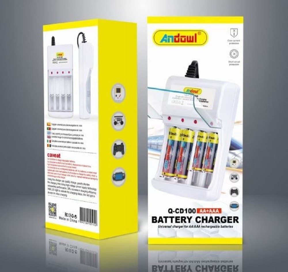 CARICABATTERIE UNIVERSALE Q-CD100 PER BATTERIE RICARICABILI AA/AAA INDICATORE LED - 6