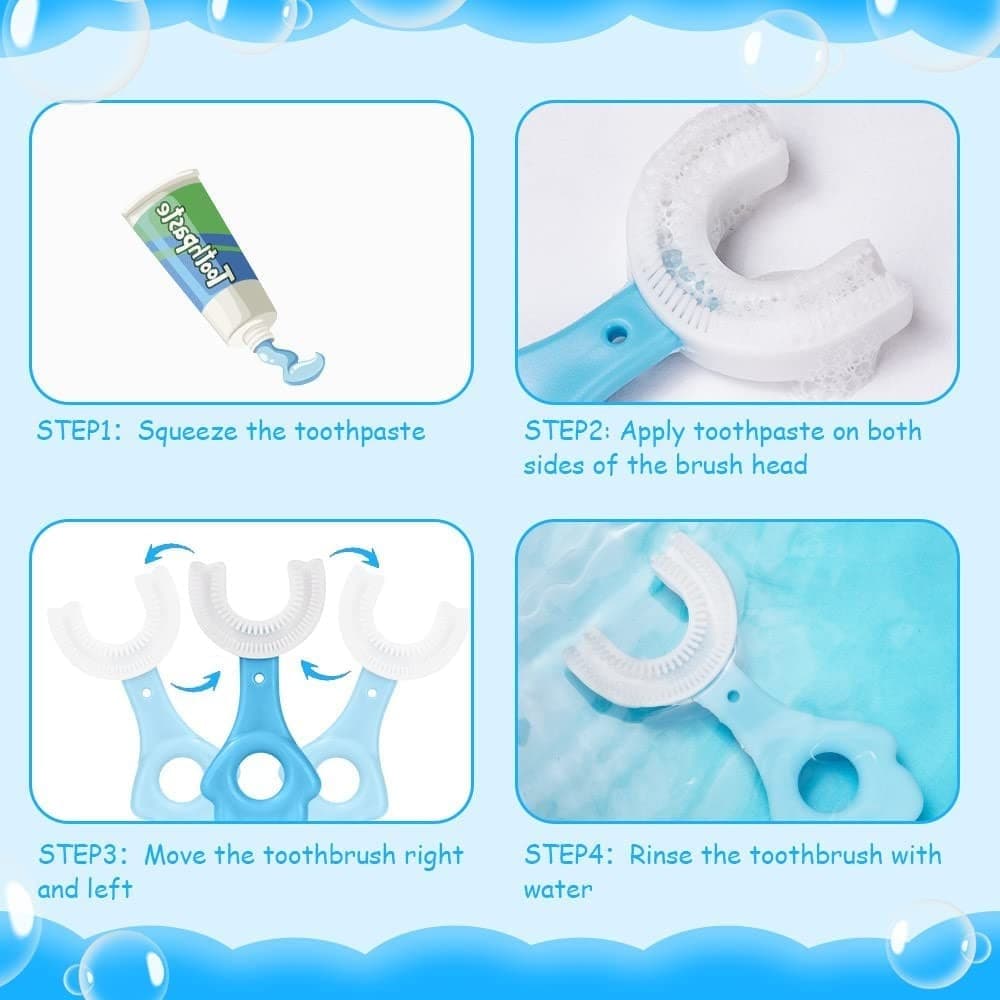 2 PZ SPAZZOLINO DA DENTI PER BAMBINI 2-6 ANNI A FORMA DI U SETOLE IN SILICONE - 10