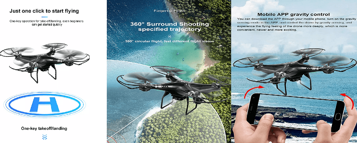 DRONE 4K HD CORSA A 360° PULSANTE RITORNO HOME CONTROLLO GRAVITÀ CHIP GPS SKY533 - 4