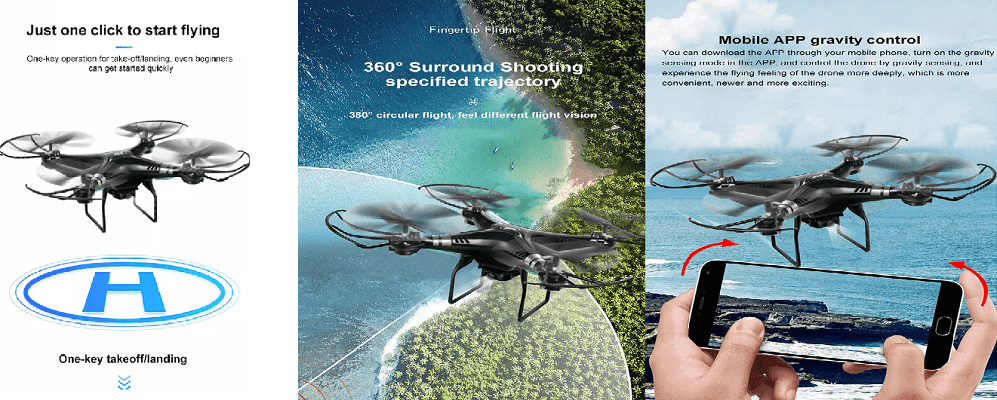 DRONE 4K HD CORSA A 360° PULSANTE RITORNO HOME CONTROLLO GRAVITÀ CHIP GPS SKY533 - 4