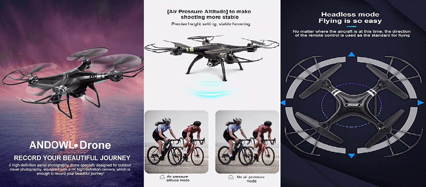 DRONE 4K HD CORSA A 360° PULSANTE RITORNO HOME CONTROLLO GRAVITÀ CHIP GPS SKY533 - 5