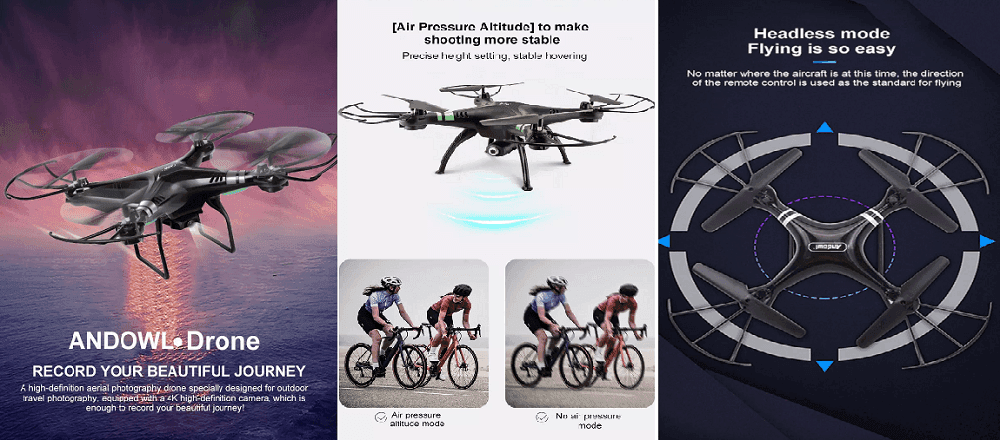 DRONE 4K HD CORSA A 360° PULSANTE RITORNO HOME CONTROLLO GRAVITÀ CHIP GPS SKY533 - 5