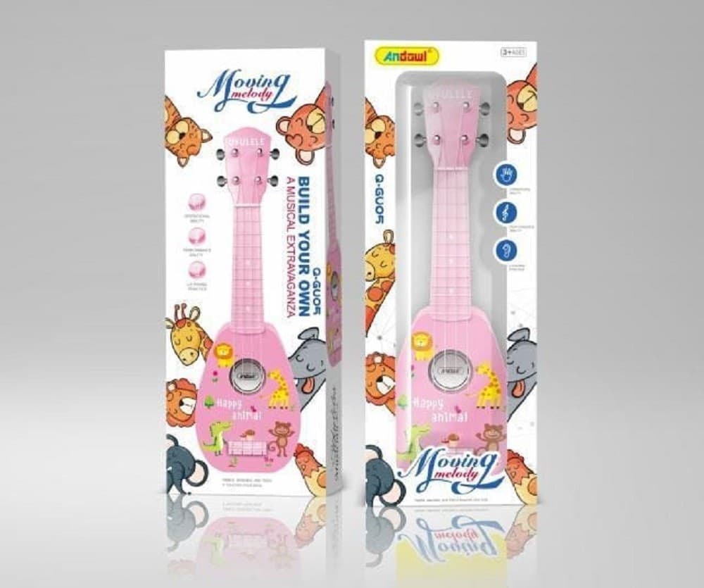 CHITARRA UKULELE CON 4 CORDE GIOCATTOLO IN PLASTICA DA 44 CM PER BAMBINI Q-GU05 - 9