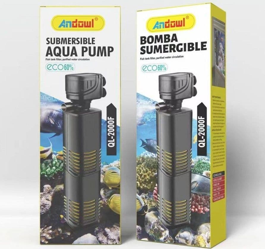 POMPA SOMMERGIBILE PER ACQUARIO RICICLO ACQUA DOLCE SALATA 1400L/H 20W QL-2000F - 3