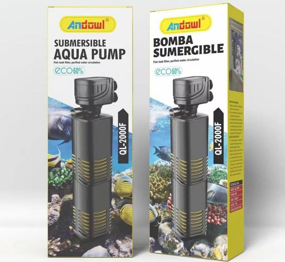 POMPA SOMMERGIBILE PER ACQUARIO RICICLO ACQUA DOLCE SALATA 1400L/H 20W QL-2000F - 3