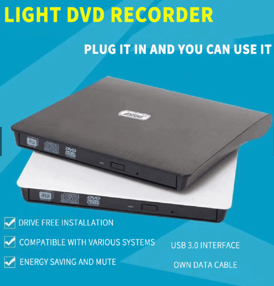 LETTORE MASTERIZZATORE DVD-RW ESTERNO PER DESKTOP LAPTOP USB 3.0 PORTATILE Q-T96 - 5