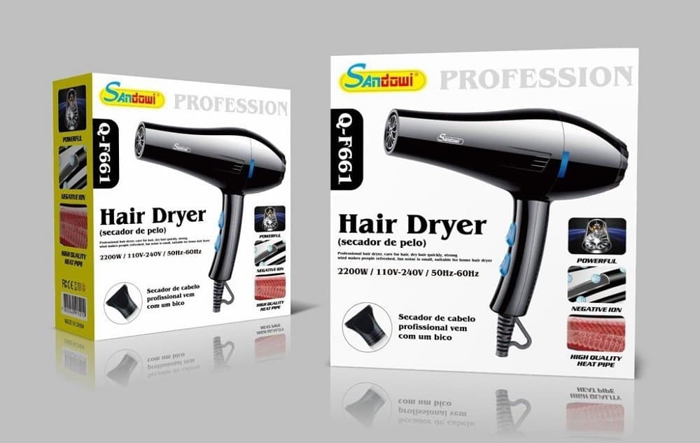 ASCIUGACAPELLI PHON PROFESSIONALE Q-F661 2200 WATT PORTATILE CON IONI NEGATIVI - 7