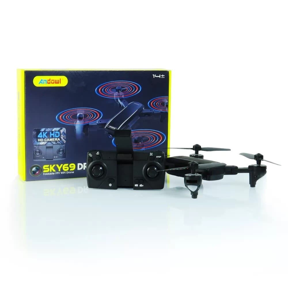 DRONE WIFI 2,4 GHZ FPV PIEGHEVOLE SKY69 CON FOTOCAMERA 720P LAMA VENTOLA A LED - 9