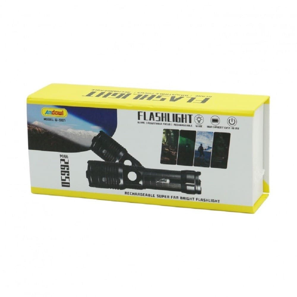 TORCIA RICARICABILE USB 26650MAH IPX6 IMPERMEABILE LAVORO CACCIA CAMPEGGI Q-5107 - 5