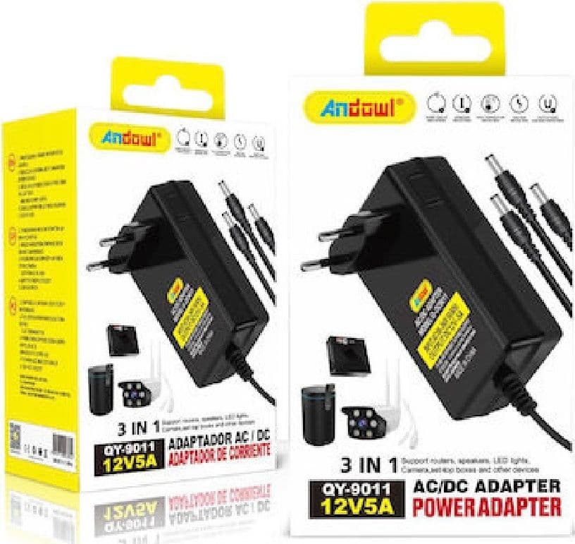 ADATTATORE ALIMENTAZIONE 3IN1 AC/DC 12V 5A ALIMENTATORE UNIVERSALE QY-9011 3 SPINE - 4