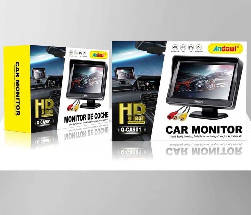 MONITOR PER AUTO SUV CAMIONCINO Q-CA901 DA 5" HD AV A COLORI TFT-LCD TELECAMERA - 4