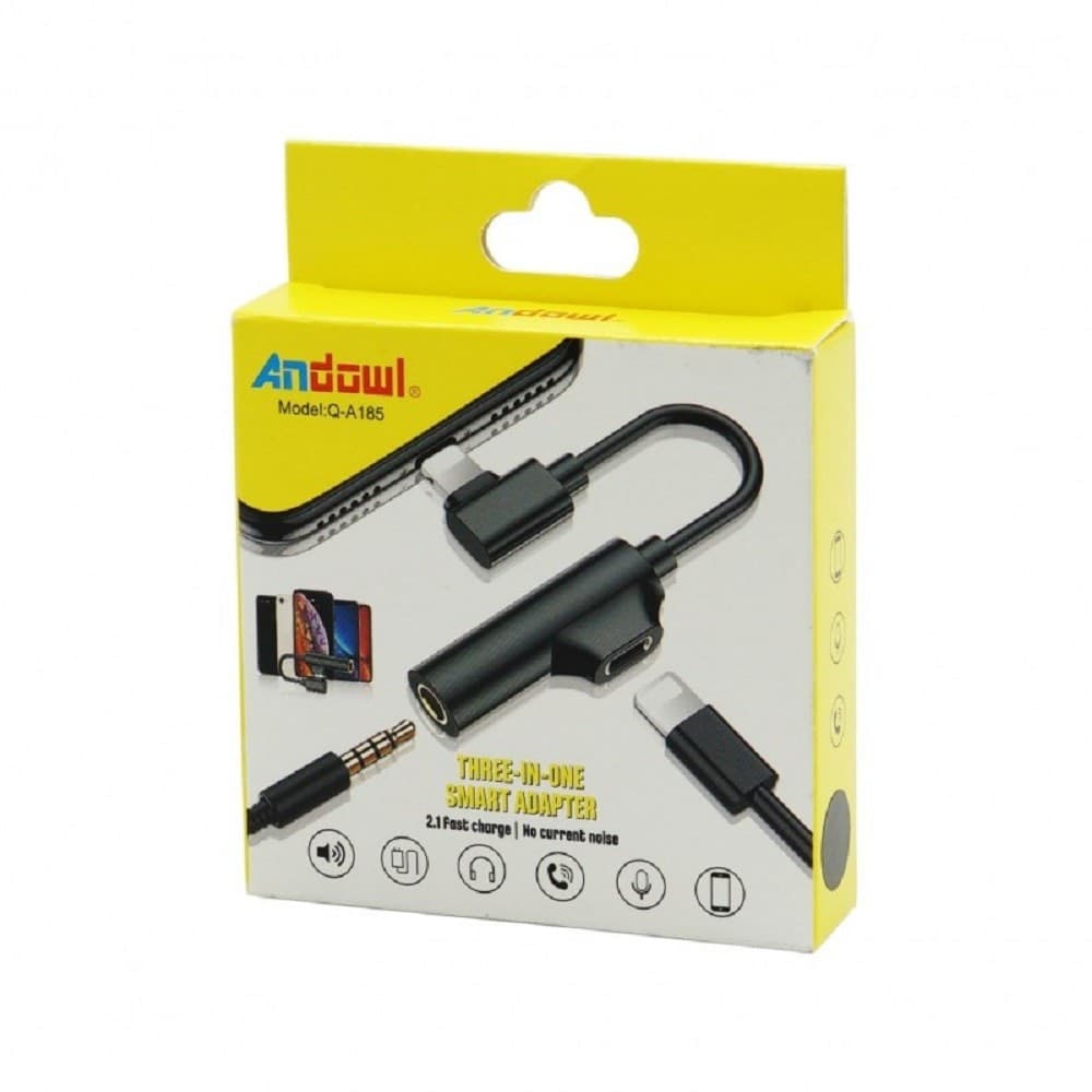 ADATTATORE INTELLIGENTE SMART 3 IN 1 RICARICA VELOCE LIGHTNING AUX CUFFIE Q-A185 - 7