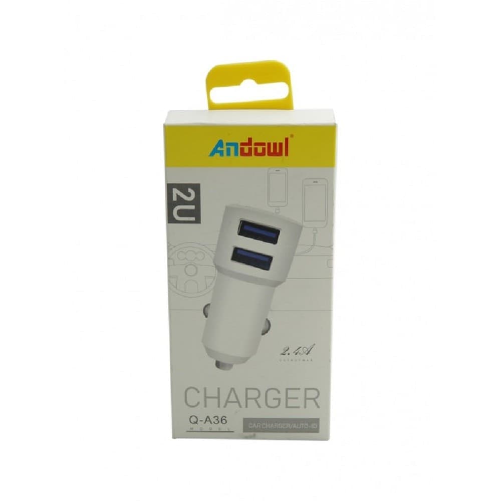 CARICABATTERIA CARICATORE DOPPIO AUTO Q-A36 CORRENTE TOTALE 2,4A CON 2 PORTE USB - 4